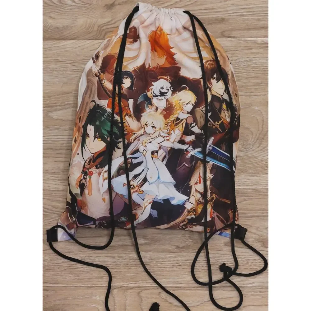 Ginshen IMPACT 3D Print Backpacks Kids Drawstring Gym Backpack Anime Workout